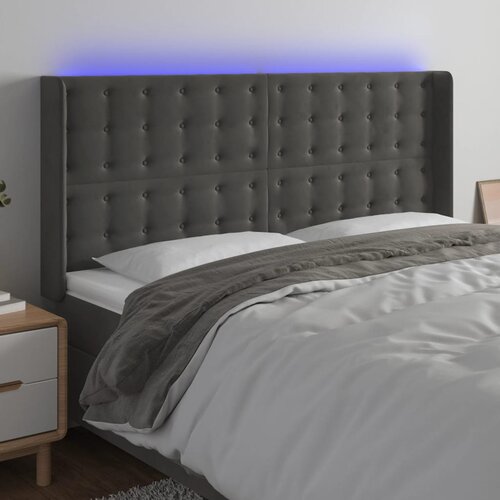 The Living Store led posteljno vzglavje temno sivo 163x16x118/128 cm žamet - led vzglavje, (21418434) Slike