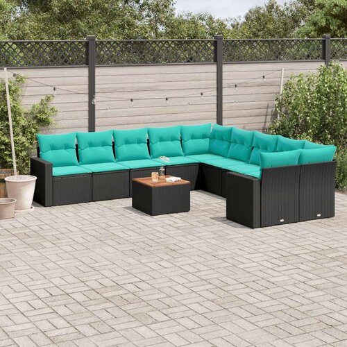  Vrtna garnitura - 11-dijelni set vrtnih sofa od poliratana s jastucima crni - Crna 2x corner+6x centre+2x sofa+1x garden+12x bac Cijene