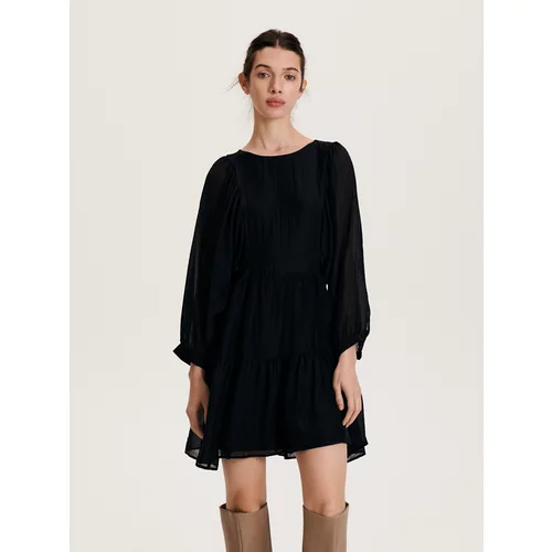 Reserved - Mini haljina s visokim udjelom liocelnih vlakana - crno