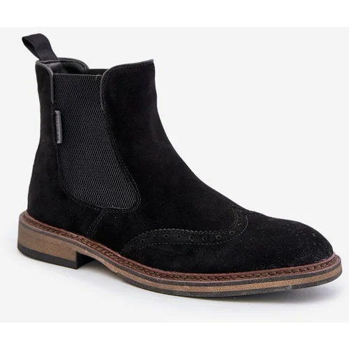 Big Star Suede Men's Ankle Boots Chelsea Black