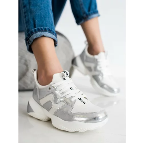 TRENDI WHITE AND SILVER SNEAKERS