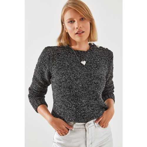 Bianco Lucci women's shoulder placket sweater Slike