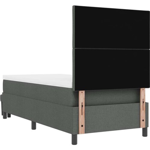 VidaXL Krevet s oprugama s madracem i klupom tamno sive boje 90x200 cm od tkanine Slike