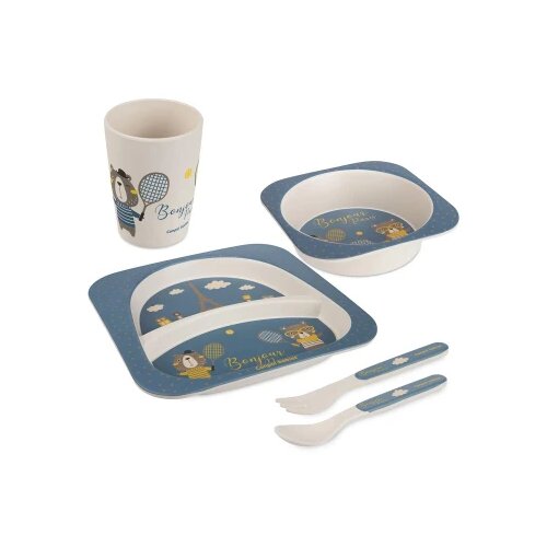 Canpol BABIES SET ZA HRANJENJE 5 DELOVA 9227 - BONJOUR PARIS NAVY BLUE (9227_blu) Cene