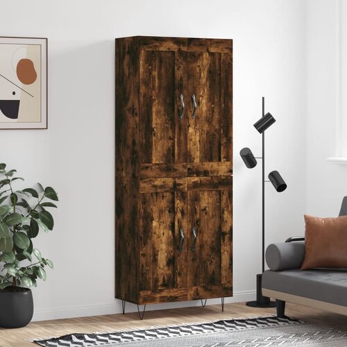 vidaXL Visoka komoda dimljeni hrast 69 5x34x180 cm konstruiranog drva Cijene