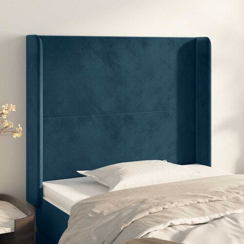  Uzglavlje s u&scaron;ima tamnoplavo 83x16x118/128 cm bar&scaron;unasto Cijene