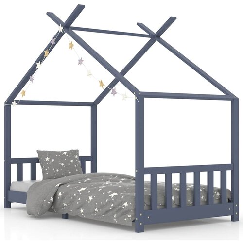 Maison Chic Otro&amp;scaron;ka postelja - Otro&amp;scaron;ki ležaj - Otro&amp;scaron;ki posteljni okvir siv iz trdne borovine 90x200 cm, (21698367) Slike