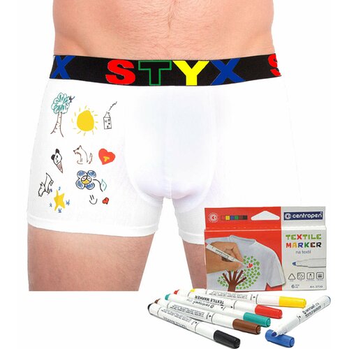 STYX Men's boxers sports rubber white + markers for textiles Cene