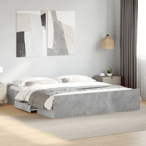 Furnova Posteljni okvir s predali betonsko siv 180x200cm inženirski les, (21935326) Slike