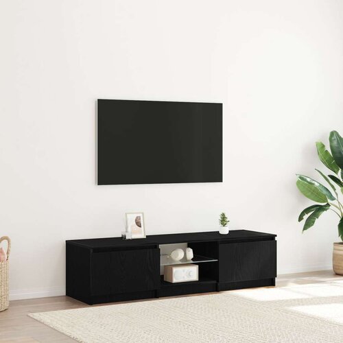 TV ormarić s LED svjetlima crni hrast 140x40x35 5 cm konstruirano drvo Cijene