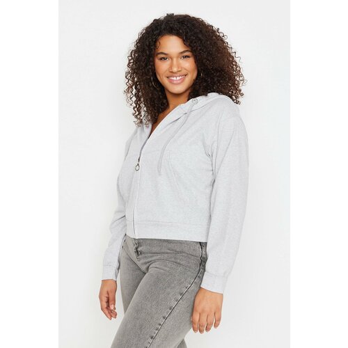 Trendyol Curve Plus Size Sweatshirt - Gray - Regular fit Slike