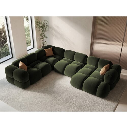 Cosmopolitan Design Zelena žametna kotna sedežna garnitura (levi kot/v obliki črke &amp;quot;U&amp;quot;) Loretto &amp;ndash; Slike