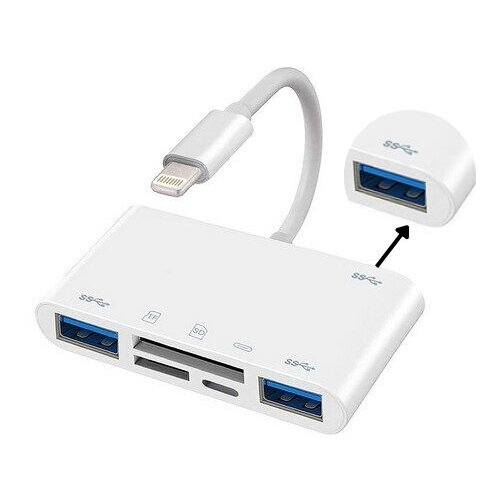 Kettz Lighting adapter 6u1, 3xUSB3.0 + TF + SD + Lighting Cene