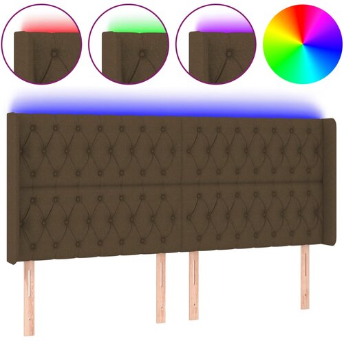 Maison Chic LED Posteljno vzglavje - Vzglavna omarica - Nočna omarica temno rjavo 203x16x118/128 cm blago, (21708798) Cene