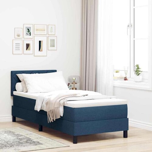 Box Spring krevet s madracem i LED tamnoplav 80x200 cm tkanina Slike