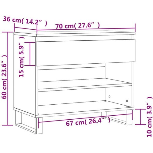 VidaXL ormarić za cipele boja betona 70 x 36 x 60 cm konstruirano drvo Slike