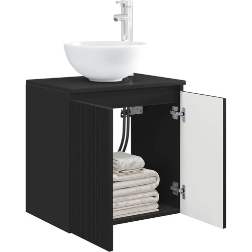  Umivaonik s policom Crna 49,5 x 35 x 63 cm Konstruirano drvo Slike