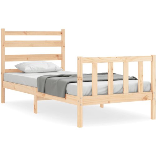 VidaXL Posteljni okvir z vzglavjem 100x200 cm trden les, (20907058) Slike