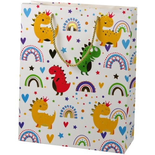 Colorful Dinosaurs Rainbow Gift Bag 32 cm x 26 cm x 10 cm Cene