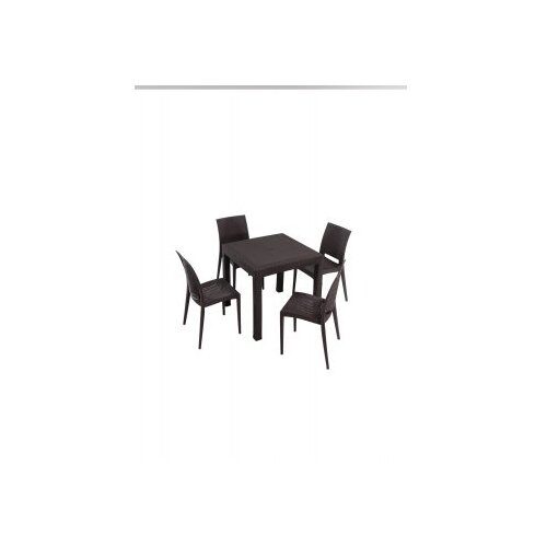 Hanah home Tamno smeđi vrtni blagovaonski set od umjetnog ratana za 4 osobe Rattan &amp;ndash; Slike
