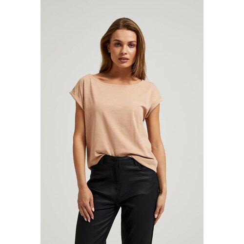Moodo Beige T-shirt with a round neckline Cene