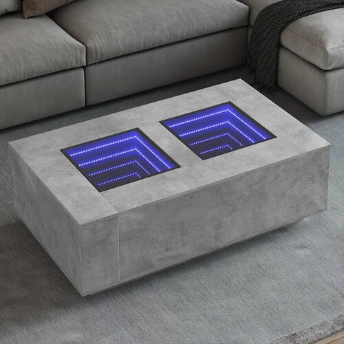 Furnova Klubska mizica z neskončnimi LED betonsko siva 116x69x40 cm, (21914143) Slike