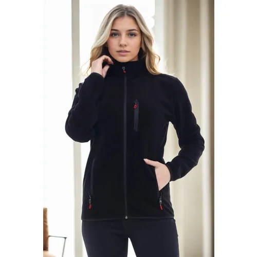 Dewberry 80514 Full Zipper Fleece Jacket-BLACK