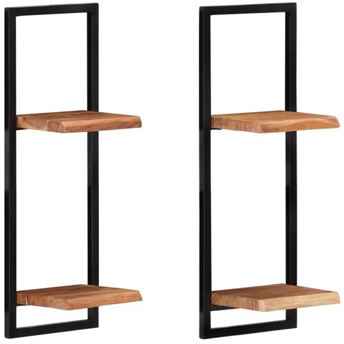 Maison Chic 2 kosi Stenske Police - Viseče police 25x25x75 cm trden akacijev les in jeklo, (21793703) Slike
