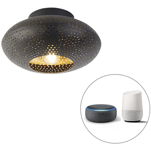 QAZQA Pametna stropna svetilka črna z zlatom 25 cm vključno z Wifi A60 - Radiance Cene