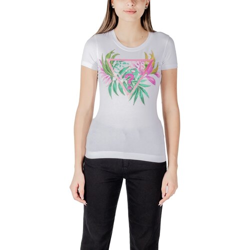 Guess Majice s kratkimi rokavi CN SS LEAF TRIANGLE W5GI07 J1314 Bela Cene