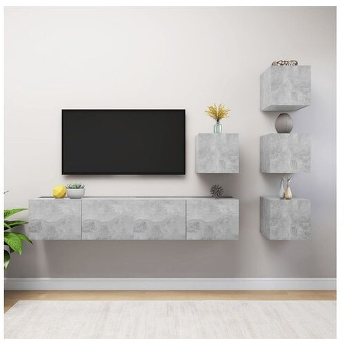  6-dijelni set TV ormarića siva boja betona konstruirano drvo - Beton siva 6 80 cm Cijene