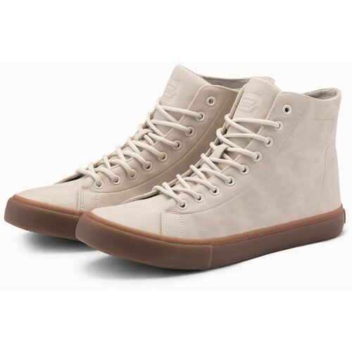 Ombre Men&amp;#039;s high-top sneakers shoes with rubber toe - cream Slike