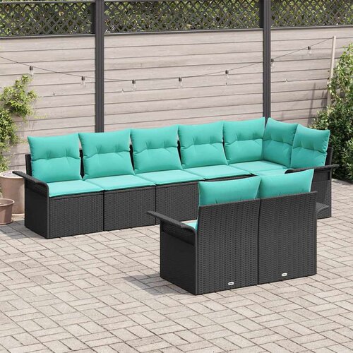  Sjedeća garnitura za vrt 8 kom. Crna poliratan 297,5 x 132,5 x 69 cm Slike