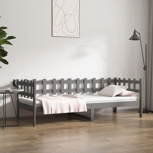  Dnevni ležaj sivi 90 x 200 cm od masivne borovine Cene