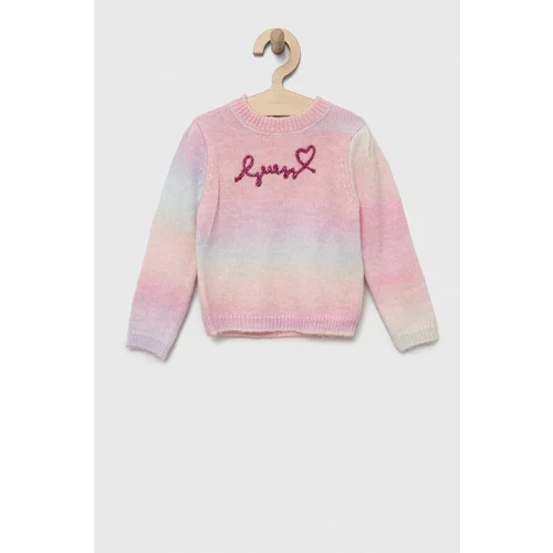 Guess Otroški pulover s primesjo volne roza barva