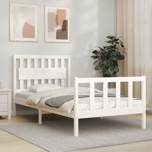 VidaXL Okvir za krevet s uzglavljem crni 100x200 cm od masivnog drva Slike