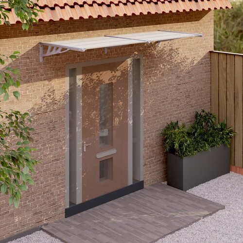 VidaXL Nadstre&amp;scaron;nica za vrata crna i prozirna 239 x 90 cm polikarbonat Slike