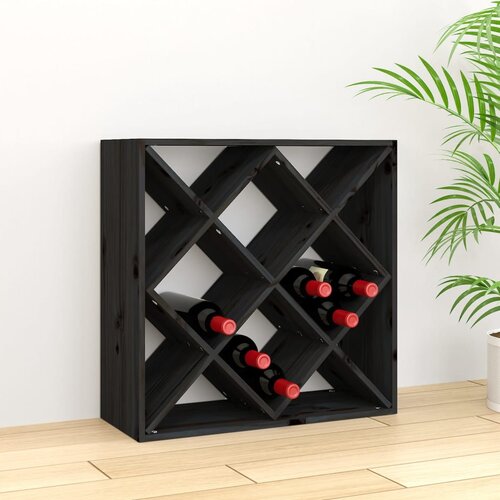 vidaXL Stojalo za vino Črna 62x25x62 cm trdna borovina Cene