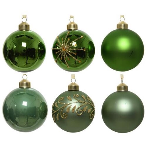 Decoris set staklenih novogodišnjih kugli 6/1 zeleni Cene