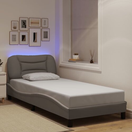 Furnova posteljni okvir z LED brez vzmetnice Taupe 80x200 cm Tkanina, (21939607) Slike