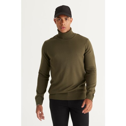 ALTINYILDIZ CLASSICS Men's Khaki Standard Fit Normal Cut Anti-Pilling Full Turtleneck Knitwear Sweater. Slike
