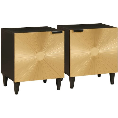  Noćni ormar 2 pcs Crna i zlatna 40 x 33 x 46 cm Cene