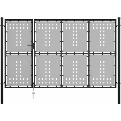 vidaXL Vrtna vrata jeklena 350x175 cm črna