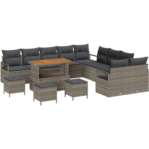 vidaXL Vrtna sedežna garnitura z blazino 14 pcs Siva poli ratan, (5000153152) Cene