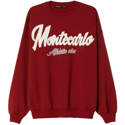 Bershka Sweater majica jarko crvena / bijela
