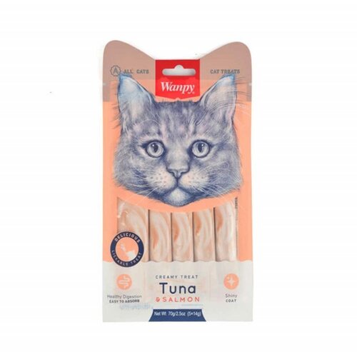 WANPY Creamy Lickable Treats - Tuna & Shrimp for Cats 5x14g Cene