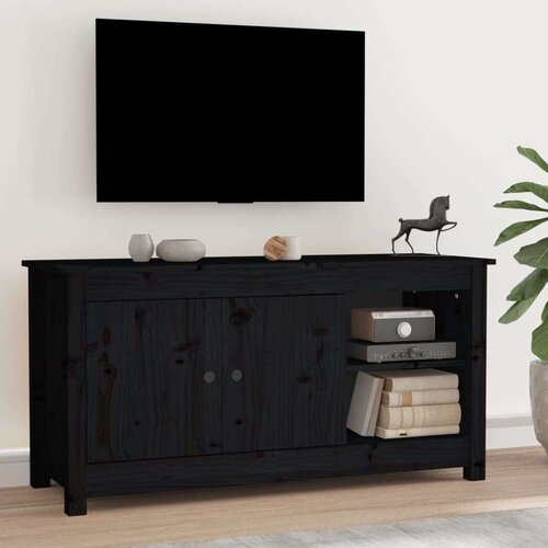 TV ormarić crni 103 x 36 5 x 52 cm od masivne borovine Slike