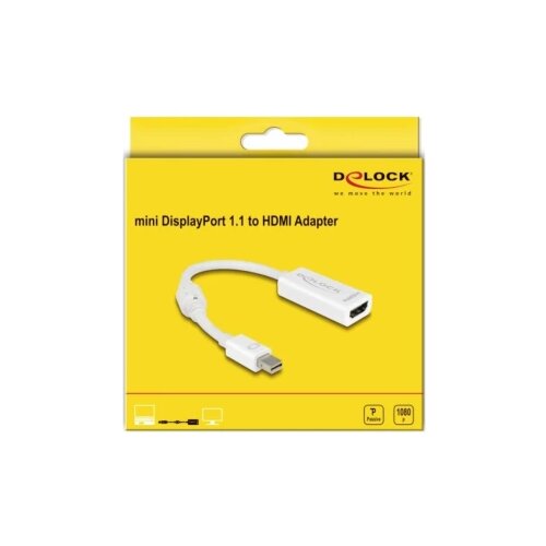 Delock 65128 Mini-DisplayPort / HDMI adapter [1x mu&scaron;ki konektor mini DisplayPort - 1x ženski konektor HDMI] bijela 12 cm Cijene