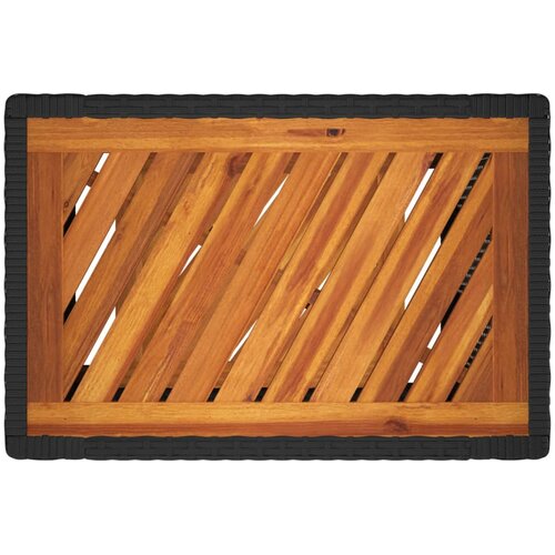  Vrtni bočni stolić s drvenom pločom crni 60x40x75 cm poliratan Slike