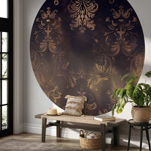  Okrugla fototapeta - Dark baroque patterns with gold accents 280x280 Slike